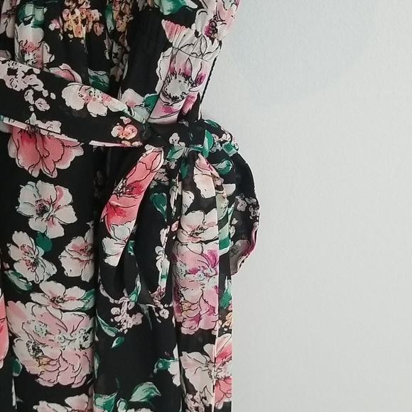 Daniel Rainn Floral Chiffon Cold Shoulder Belted Dress Size Small - Picture 3 of 8